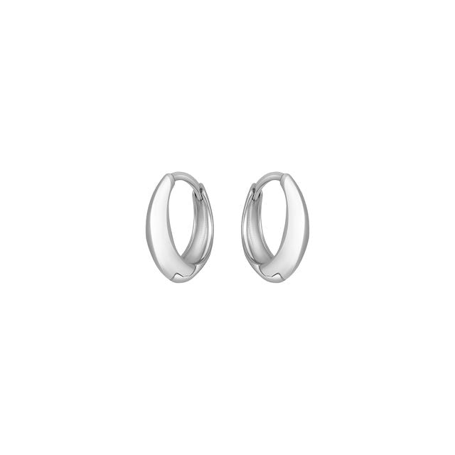 FYB Maude silver huggie hoop earrings with a smooth polished finish