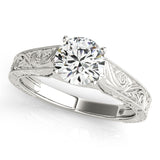 14k Gold Round Sculptural Solitaire Engagement Ring