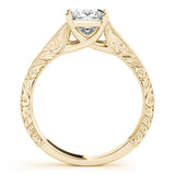 14k Gold Vintage Inspired Princess Cut Solitaire Engagement Ring