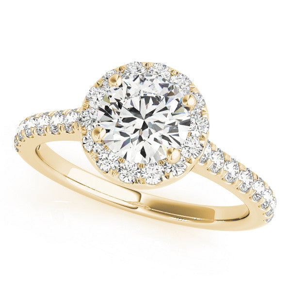 14k Gold Halo Round Cut Engagement Ring