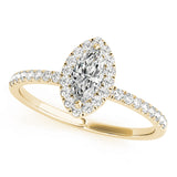 14k Gold Marquise Halo Diamond Engagement Ring