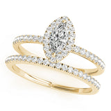 14k Gold Marquise Halo Diamond Engagement Ring