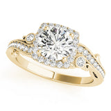 14k Gold Vintage Inspired Halo Engagement Ring