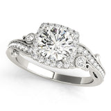 14k Gold Vintage Inspired Halo Engagement Ring