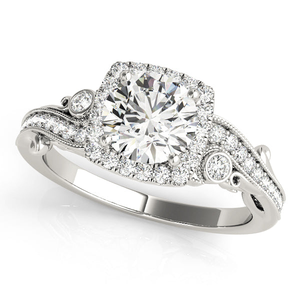 14k Gold Vintage Inspired Halo Engagement Ring