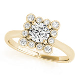 14k Gold Vintage Inspired Square Engagement Ring