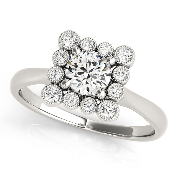 14k Gold Vintage Inspired Square Engagement Ring