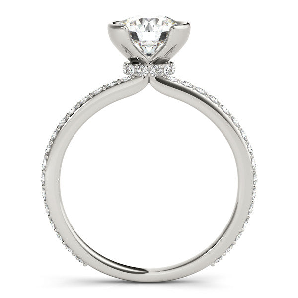 14k Gold .03ct Diamond Round Hidden Halo Engagement Ring