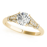 14k Gold Vintage Inspired Round Diamond Engagement Ring