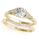14k Gold Vintage Inspired Round Diamond Engagement Ring