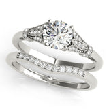 14k Gold Vintage Inspired Round Diamond Engagement Ring