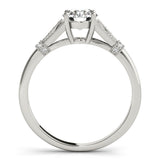 14k Gold Vintage Inspired Round Diamond Engagement Ring