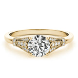 14k Gold Vintage Inspired Round Diamond Engagement Ring