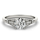 14k Gold Vintage Inspired Round Diamond Engagement Ring