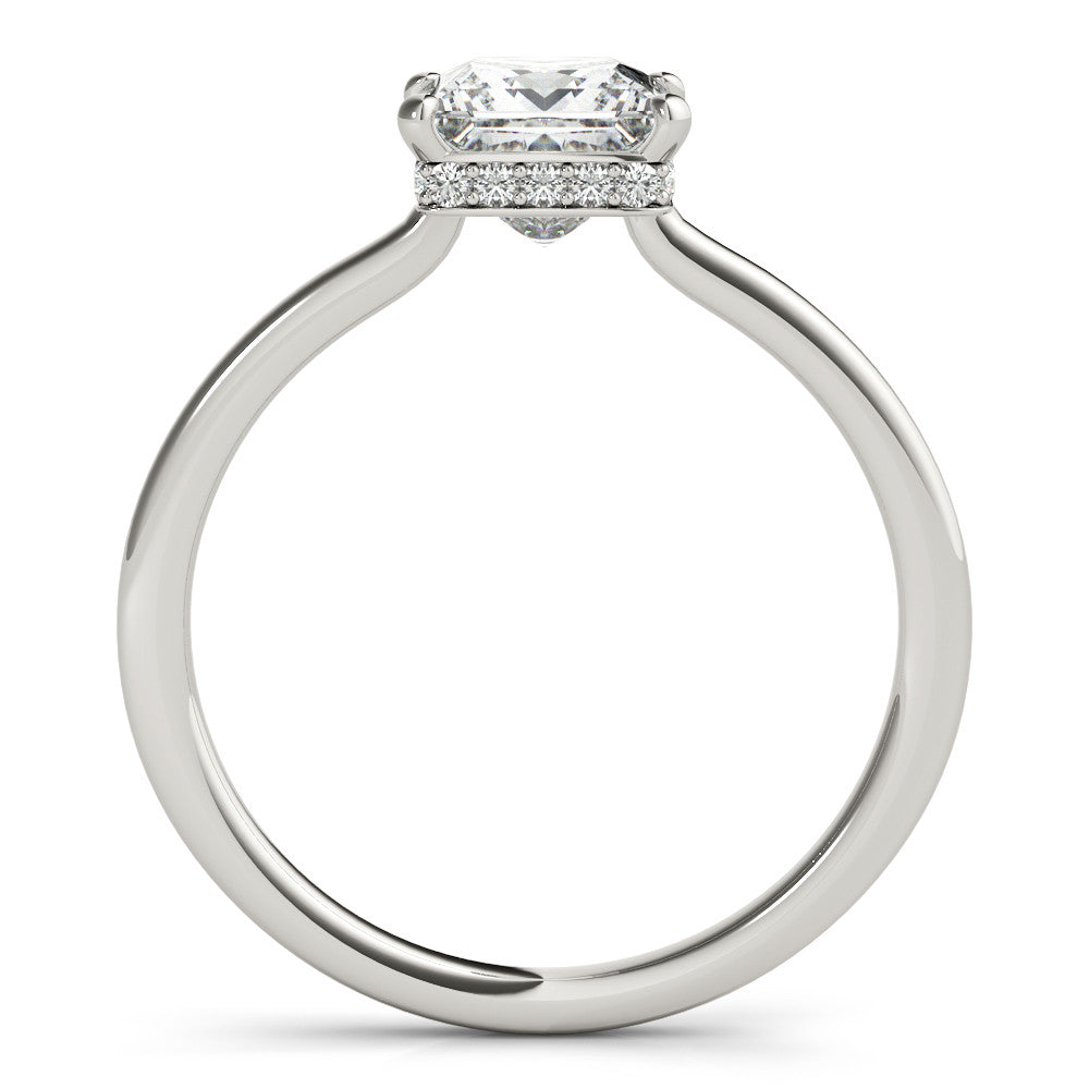 14k Gold Princess Cut Diamond Hidden Halo Engagement Ring