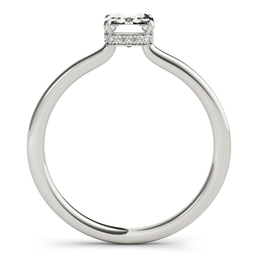 14k Gold Hidden Halo Emerald Cut Engagement Ring