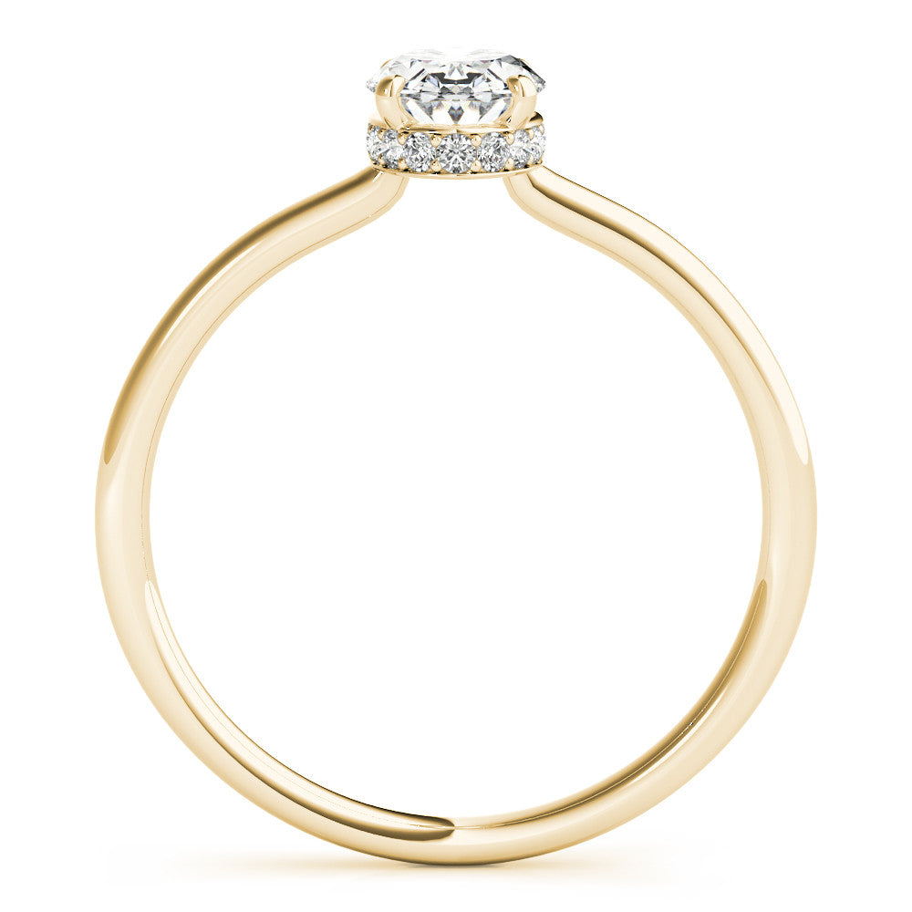 14k Gold Hidden Halo Oval Cut Engagement Ring