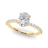 14k Gold Hidden Halo Oval Cut Engagement Ring