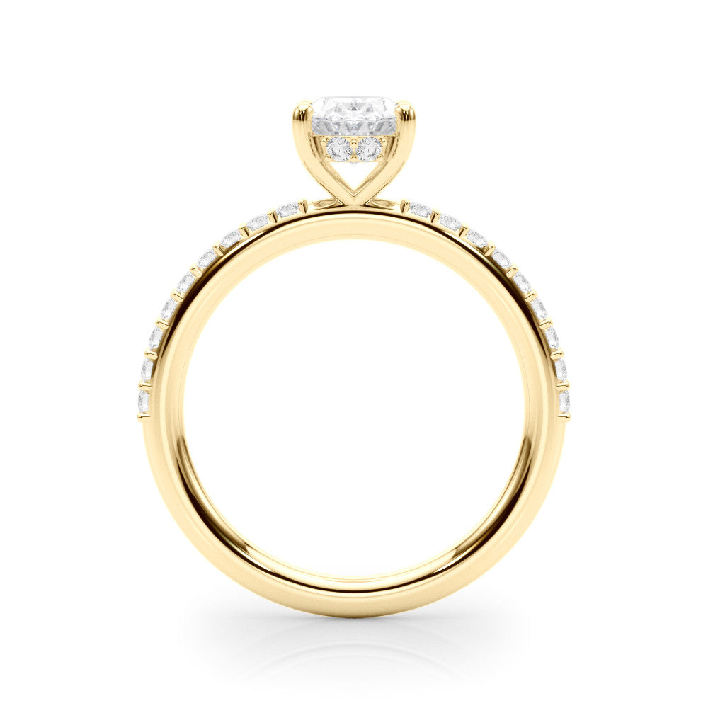 14k Gold Hidden Halo Oval Cut Engagement Ring