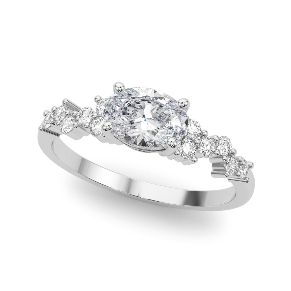 14k Gold East West Engagement Ring