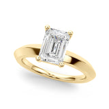 14k Gold Knife Edge Solitaire Emerald Engagement Ring