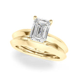 14k Gold Knife Edge Solitaire Emerald Engagement Ring