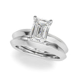14k Gold Knife Edge Solitaire Emerald Engagement Ring
