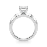 14k Gold Knife Edge Solitaire Emerald Engagement Ring