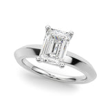 14k Gold Knife Edge Solitaire Emerald Engagement Ring