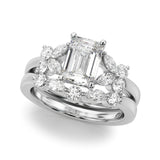 14k Gold Emerald Cut Sidestone Engagement Ring