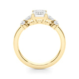 14k Gold Emerald Cut Sidestone Engagement Ring