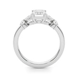 14k Gold Emerald Cut Sidestone Engagement Ring