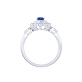 14k White Gold Oval Blue Sapphire & .12ct Diamond Ring