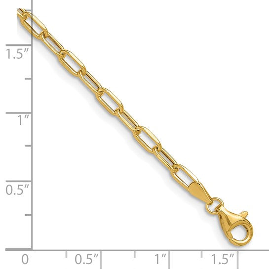 Leslie 7 inch 14k 3.0mm Semi-Solid Beveled Paperclip Bracelet