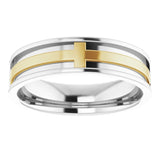 14k White & Yellow Gold Cross Men's Wedding Band