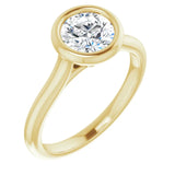 14k Gold Round Bezel Set Engagement Ring