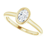 14k Gold Oval Bezel Set Engagement Ring