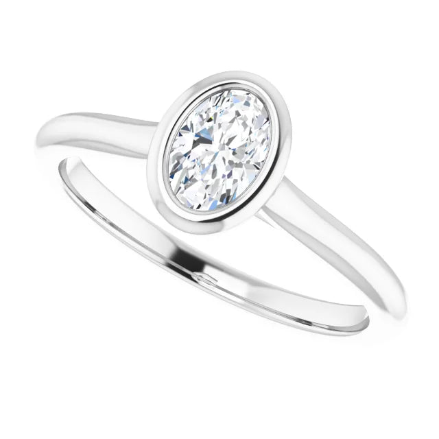 14k Gold Oval Bezel Set Engagement Ring