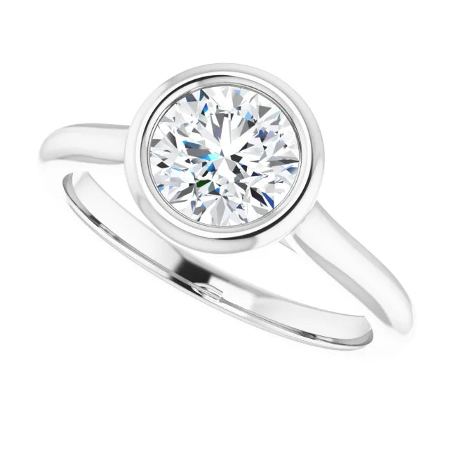 14k Gold Round Bezel Set Engagement Ring