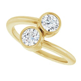14k Gold Two-Stone Bezel Set Engagement Ring