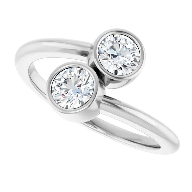 14k Gold Two-Stone Bezel Set Engagement Ring