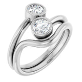 14k Gold Two-Stone Bezel Set Engagement Ring