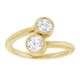 14k Gold Two-Stone Bezel Set Engagement Ring