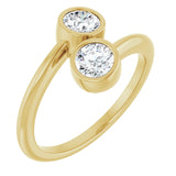 14k Gold Two-Stone Bezel Set Engagement Ring