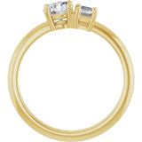 14k Gold Two-Stone Round & Emerald Engagement Ring