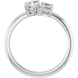 14k Gold Two-Stone Round & Emerald Engagement Ring