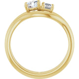 14k Gold Two-Stone Round & Emerald Engagement Ring