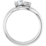 14k Gold Two-Stone Round & Emerald Engagement Ring