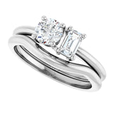 14k Gold Two-Stone Round & Emerald Engagement Ring