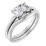 14k Gold Two-Stone Round & Emerald Engagement Ring